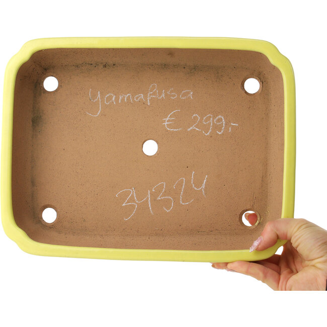 Pot à bonsaï jaune Mokko par Yamafusa - 310 x 235 x 55 mm