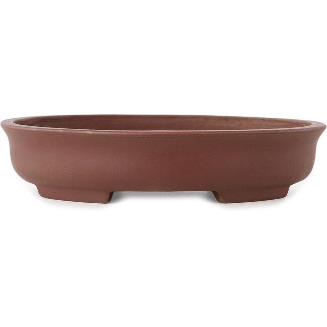 Oval unglazed bonsai pot by Shibakatsu - 205 x 180 x 45 mm