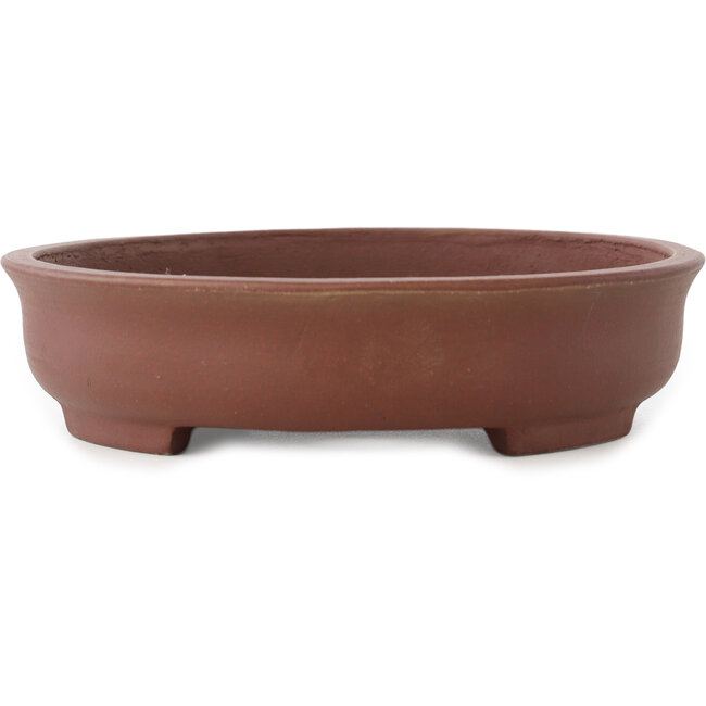 Ovale ongeglazuurde bonsai pot van Shibakatsu - 205 x 180 x 45 mm