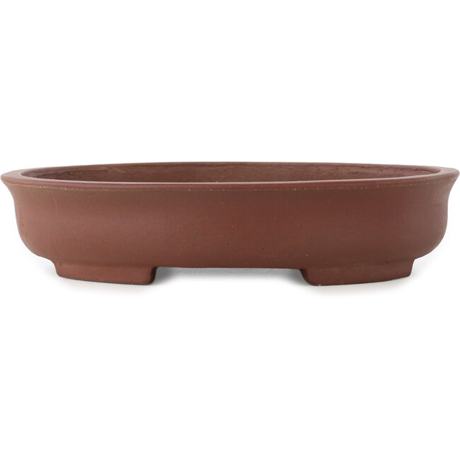 Oval unglazed bonsai pot by Shibakatsu - 205 x 180 x 45 mm