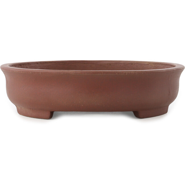 Oval unglazed bonsai pot by Shibakatsu - 205 x 180 x 45 mm