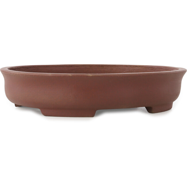Oval unglazed bonsai pot by Shibakatsu - 205 x 180 x 45 mm