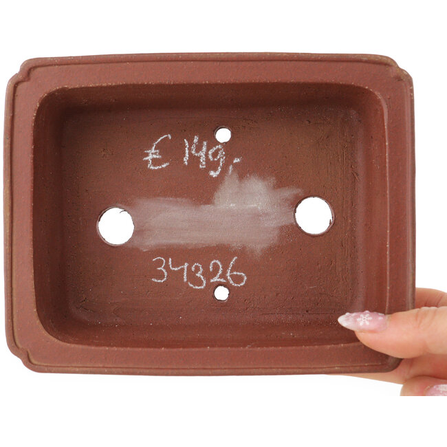 Pot à bonsaï rectangulaire non émaillé de Shibakatsu - 162 x 128 x 52 mm