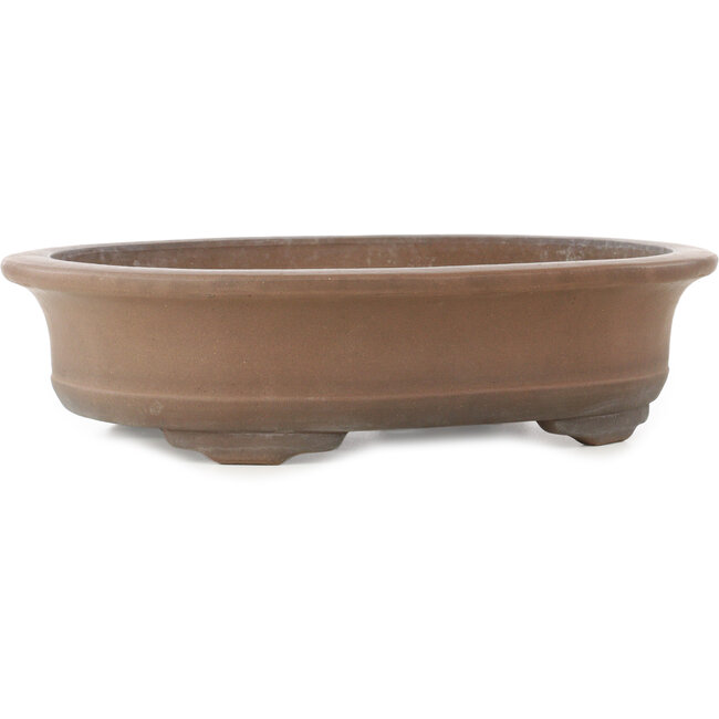 Oval unglazed bonsai pot by Gyouzan - 370 x 295 x 95 mm