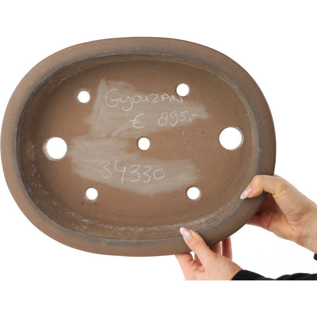 Pot à bonsaï ovale non émaillé de Gyouzan - 370 x 295 x 95 mm