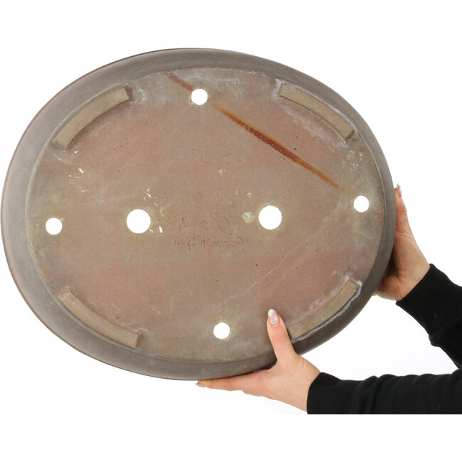 Pot à bonsaï ovale non émaillé de Yamaaki Koshosen (première génération) - 492 x 415 x 120 mm