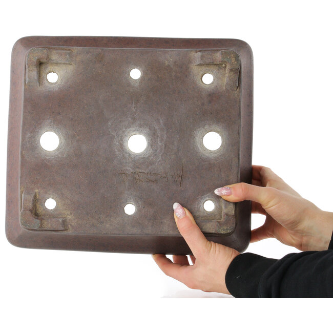 Maceta rectangular sin esmaltar para bonsái de Gyouzan - 310 x 275 x 115 mm