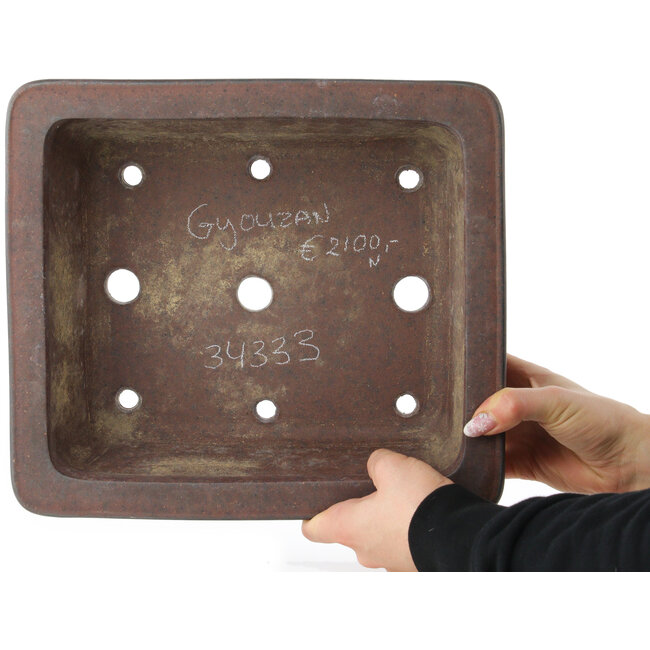 Rechthoekige ongeglazuurde bonsaipot van Gyouzan - 310 x 275 x 115 mm