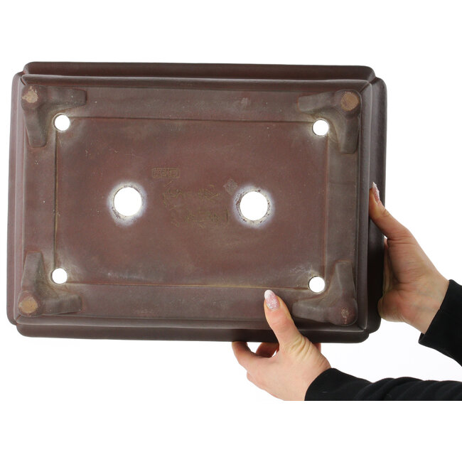 Rectangular unglazed bonsai pot by Yamaaki - 385 x 285 x 128 mm