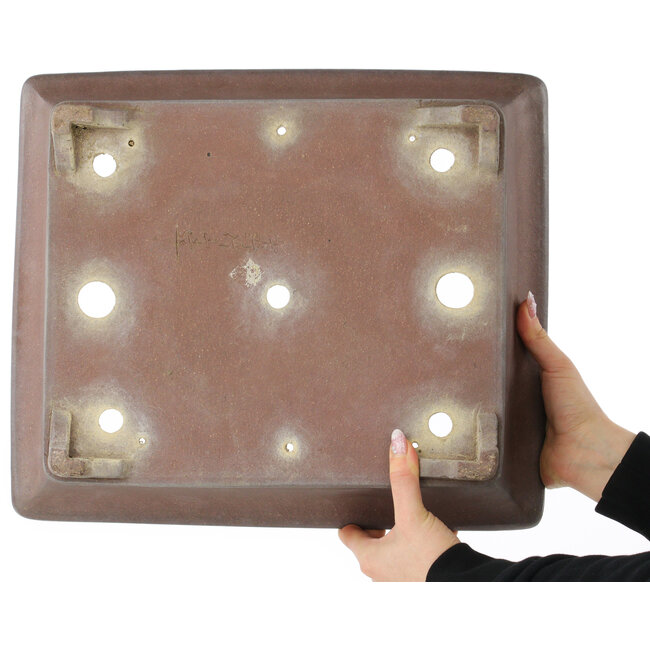 Pot à bonsaï rectangulaire non émaillé de Gyouzan - 410 x 352 x 115 mm