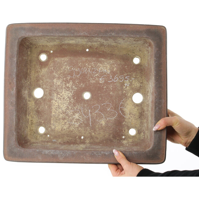 Pot à bonsaï rectangulaire non émaillé de Gyouzan - 410 x 352 x 115 mm