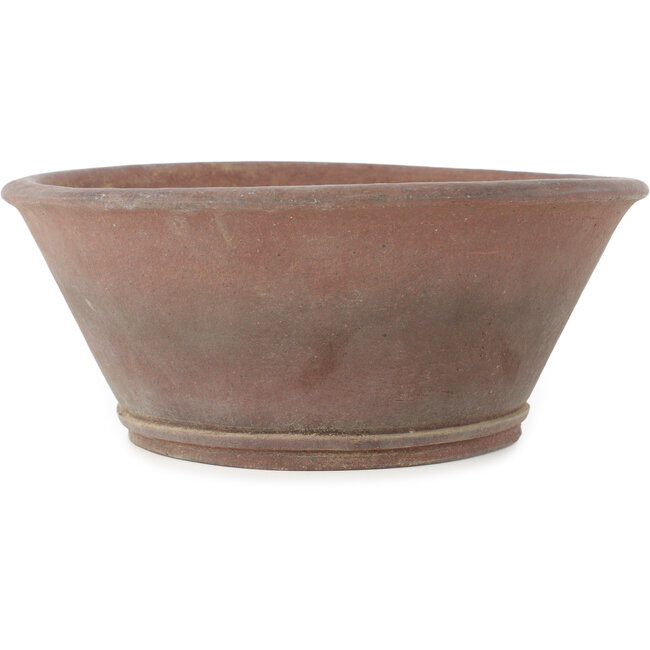 Round unglazed bonsai pot by Sensyu - 235 x 235 x 100 mm