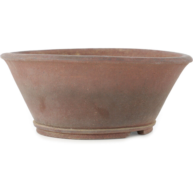 Round unglazed bonsai pot by Sensyu - 235 x 235 x 100 mm