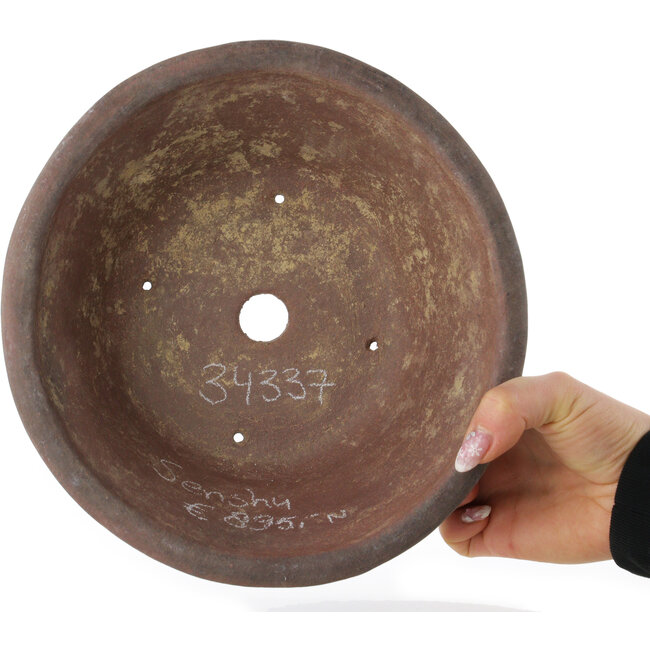 Pot à bonsaï rond non émaillé de Sensyu - 235 x 235 x 100 mm