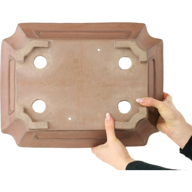 Rectangular unglazed bonsai pot by Sensyu - 400 x 310 x 110 mm