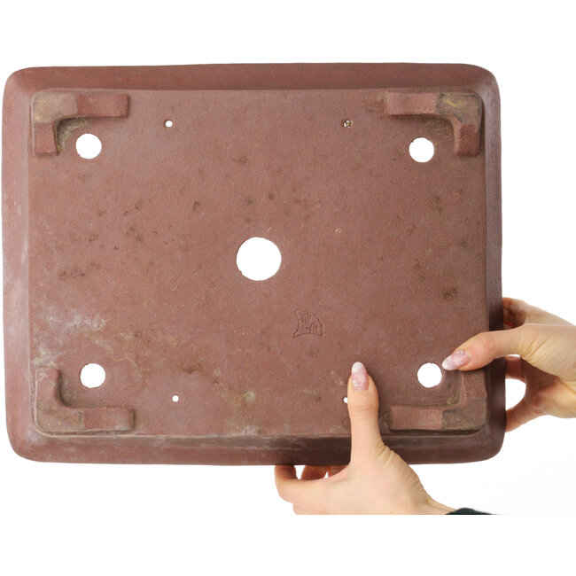 Maceta rectangular sin esmaltar para bonsái de Sensyu - 370 x 298 x 95 mm