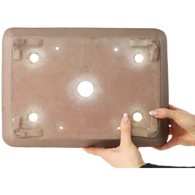 Pot à bonsaï rectangulaire non émaillé de Syu-zan - 365 x 265 x 100 mm