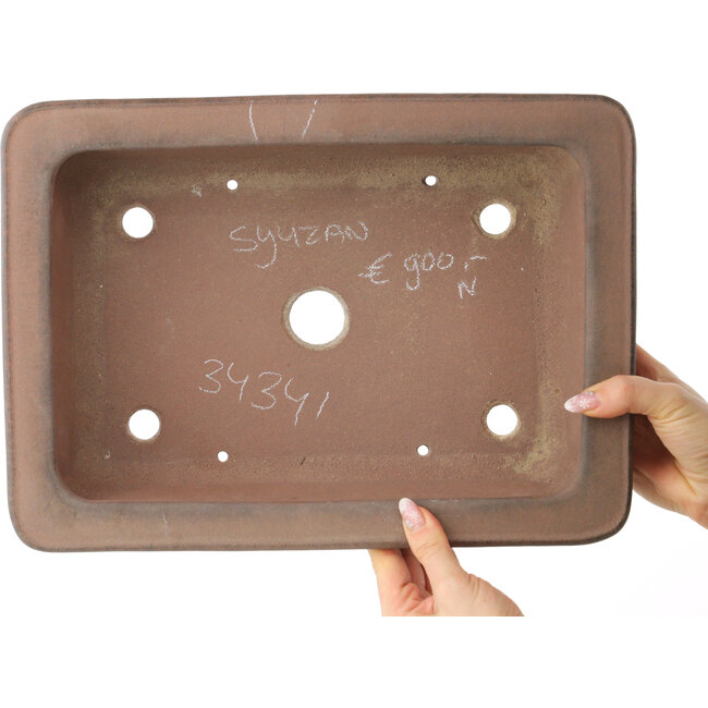 Maceta rectangular sin esmaltar para bonsái de Syu-zan - 365 x 265 x 100 mm