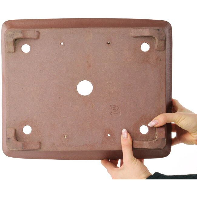 Pot à bonsaï rectangulaire non émaillé de Sensyu - 362 x 305 x 98 mm