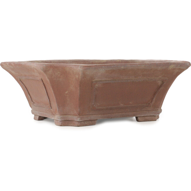 Square unglazed bonsai pot by Sensyu - 395 x 355 x 135 mm