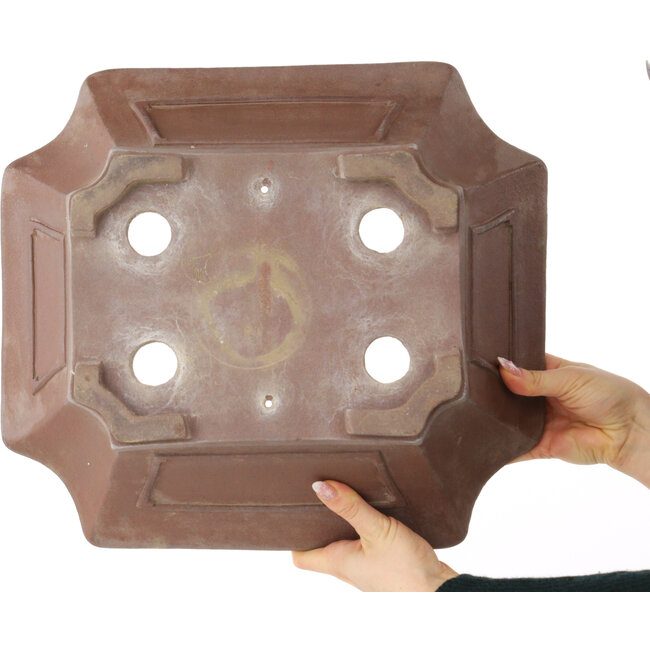 Vierkante ongeglazuurde bonsaipot van Sensyu - 395 x 355 x 135 mm