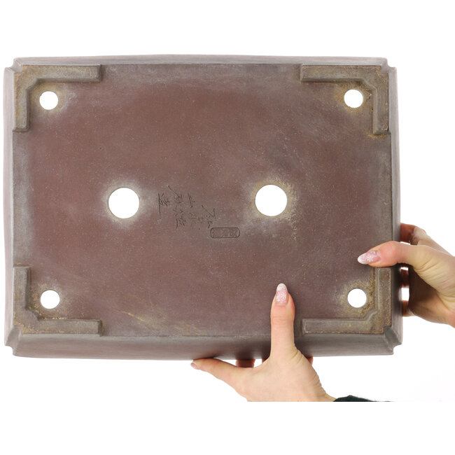 Pot à bonsaï rectangulaire non émaillé de Yamaaki - 390 x 303 x 115 mm