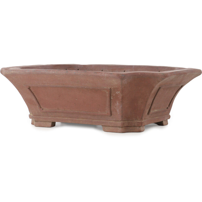 Pot à bonsaï carré non émaillé de Sensyu - 430 x 373 x 140 mm