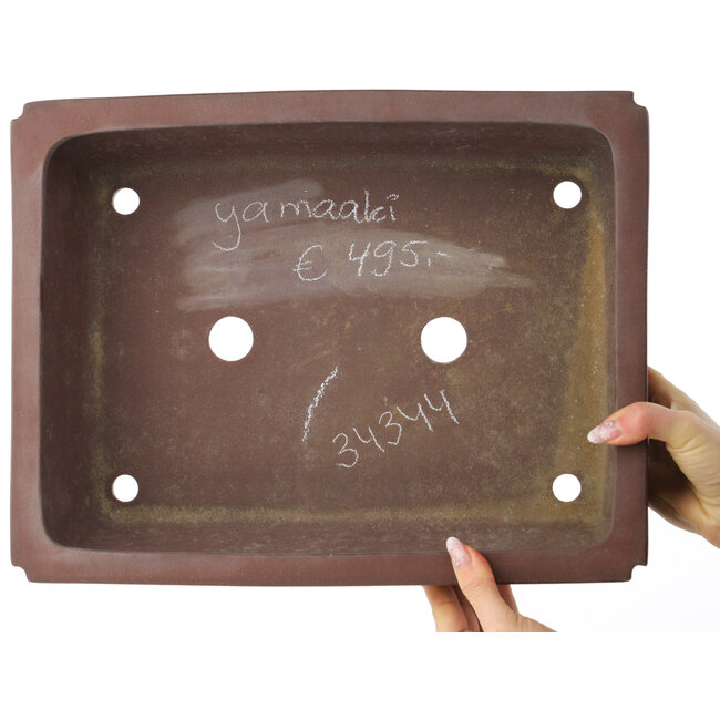 Pot à bonsaï rectangulaire non émaillé de Yamaaki - 390 x 303 x 115 mm