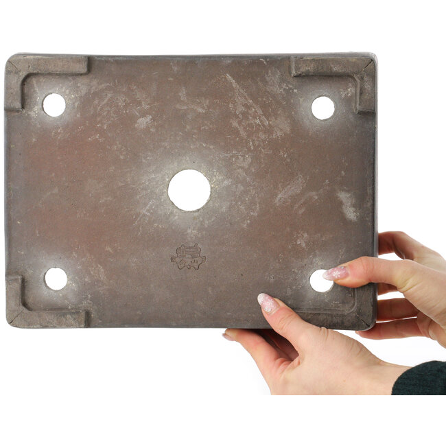 Rechthoekige ongeglazuurde bonsaipot van Syu-zan - 305 x 225 x 88 mm