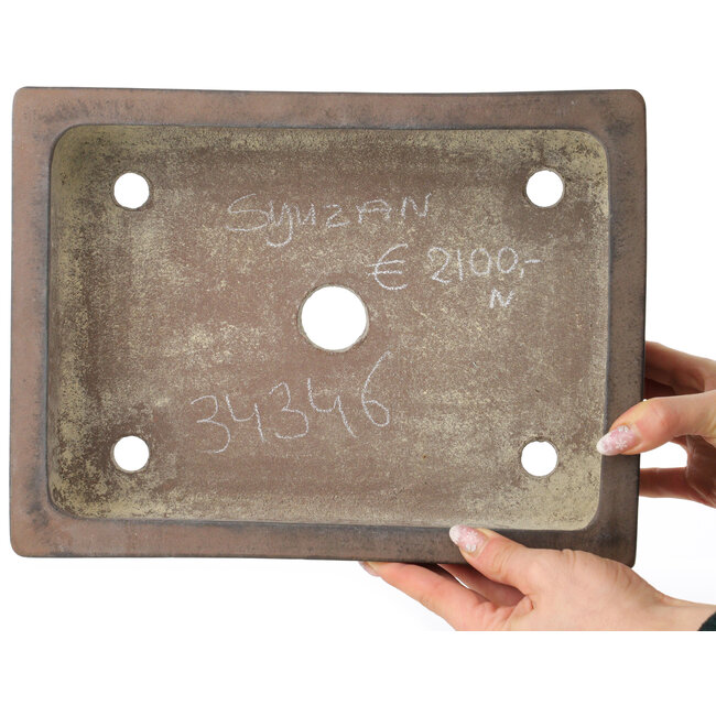 Rectangular unglazed bonsai pot by Syu-zan - 305 x 225 x 88 mm