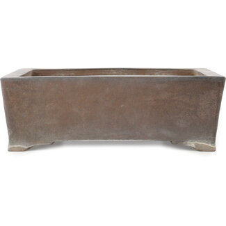Syu-zan 345 mm rectangular unglazed bonsai pot by Syu-zan, 1928-1988, Nagoya, Japan
