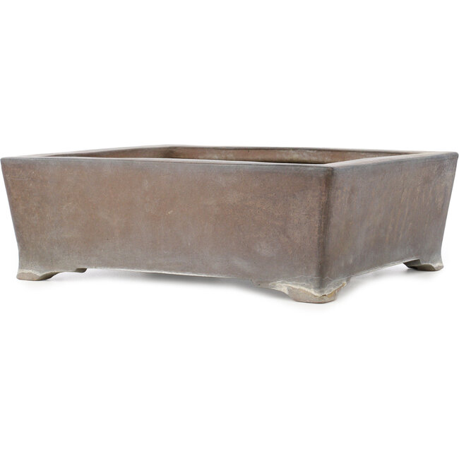 Rechthoekige ongeglazuurde bonsaipot van Syu-zan - 345 x 292 x 112 mm