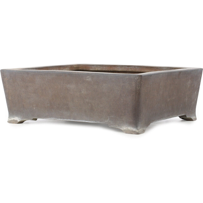 Rechthoekige ongeglazuurde bonsaipot van Syu-zan - 345 x 292 x 112 mm