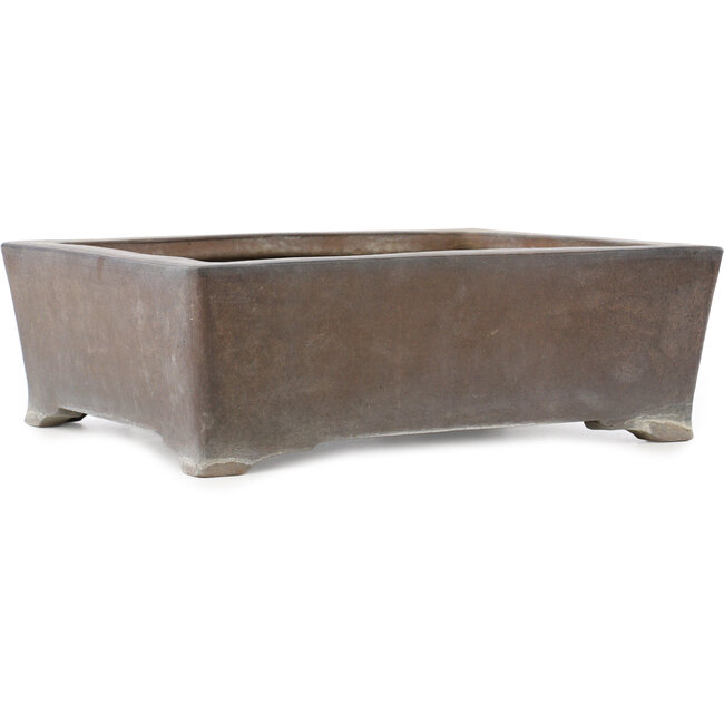 Rechteckiger unglasierter Bonsai-Topf von Syu-zan - 345 x 292 x 112 mm