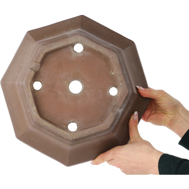 Octagonal unglazed bonsai pot - 307 x 307 x 125 mm