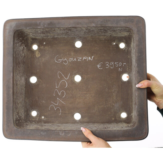 Vaso bonsai rettangolare non smaltato di Gyouzan - 450 x 390 x 130 mm