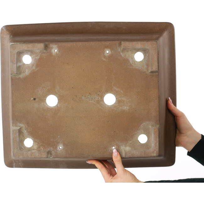 Maceta rectangular sin esmaltar para bonsái de Yamaaki Koshosen (primera generación) - 495 x 415 x 145 mm