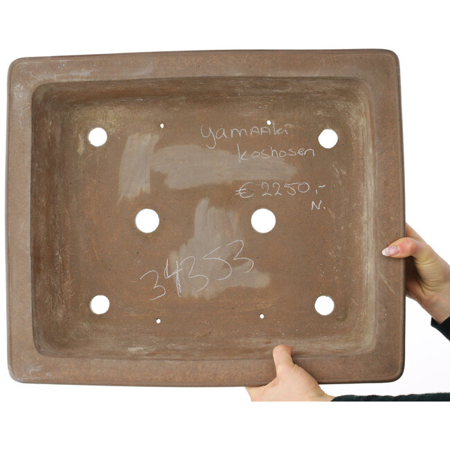 Pot à bonsaï rectangulaire non émaillé de Yamaaki Koshosen (première génération) - 495 x 415 x 145 mm