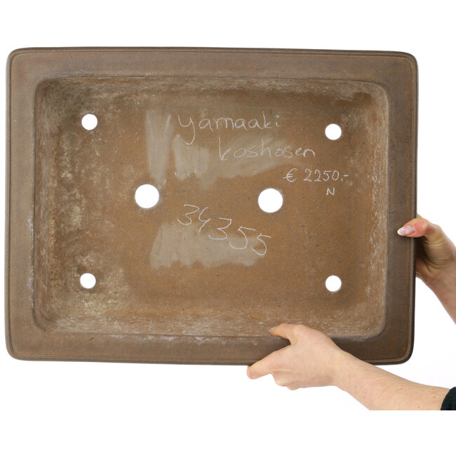 Pot à bonsaï rectangulaire non émaillé de Yamaaki Koshosen (première génération) - 515 x 400 x 133 mm