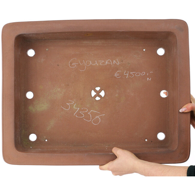Rechthoekige ongeglazuurde bonsaipot van Gyouzan - 557 x 435 x 127 mm