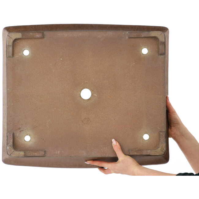 Maceta rectangular sin esmaltar para bonsái de Syu-zan - 530 x 463 x 145 mm
