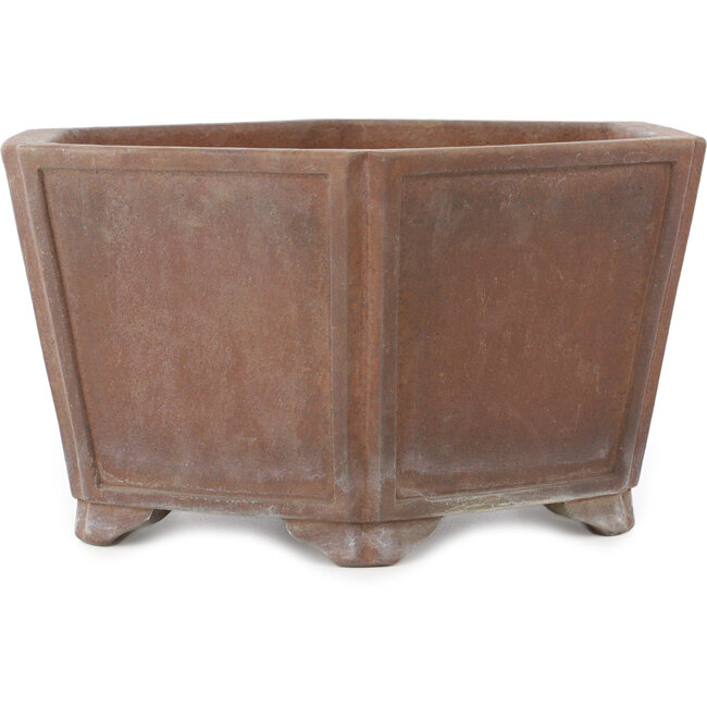 Pot à bonsaï hexagonal non émaillé de Keizan - 350 x 350 x 180 mm