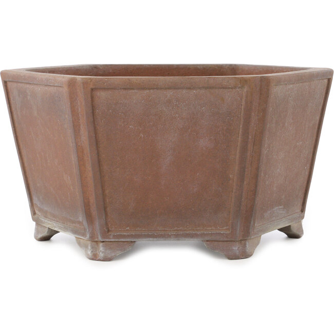 Vaso bonsai esagonale non smaltato di Keizan - 350 x 350 x 180 mm