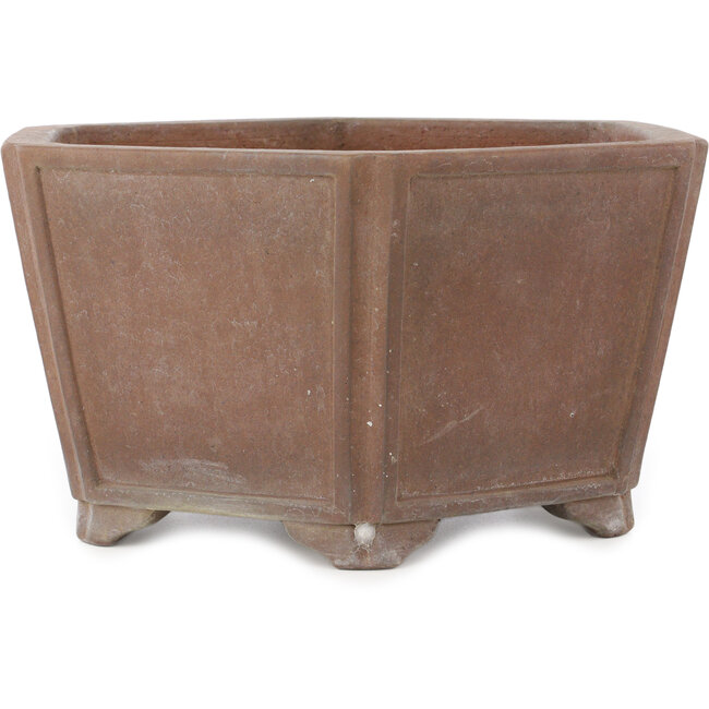 Pot à bonsaï hexagonal non émaillé de Keizan - 350 x 350 x 180 mm