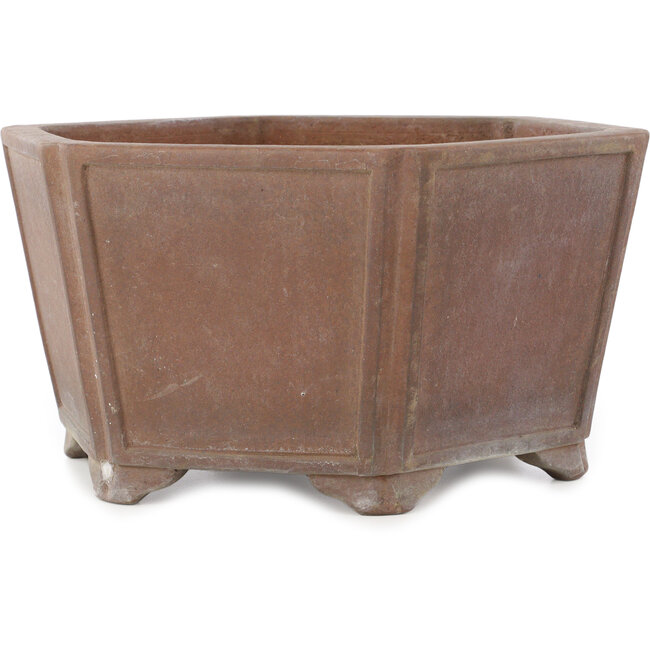 Vaso bonsai esagonale non smaltato di Keizan - 350 x 350 x 180 mm