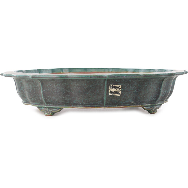 Lotus turquoise bonsai pot van Reiho - 475 x 475 x 100 mm