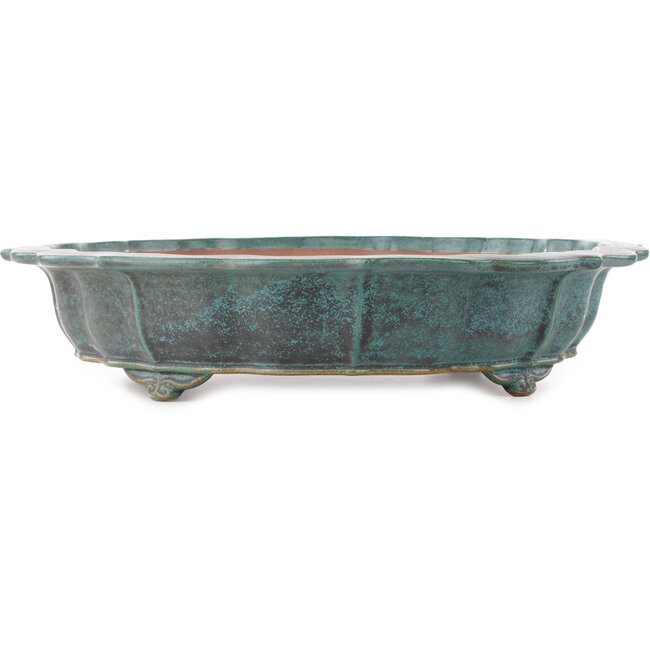 Lotus turquoise bonsai pot by Reiho - 475 x 475 x 100 mm