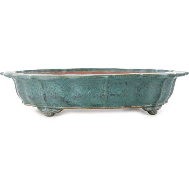 Lotus turquoise bonsai pot van Reiho - 475 x 475 x 100 mm