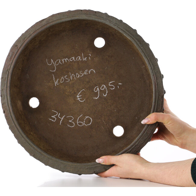 Pot à bonsaï rond non émaillé de Yamaaki Koshosen (première génération) - 370 x 370 x 120 mm