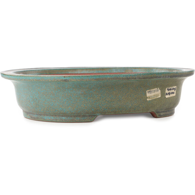 Ovale turquoise bonsai pot van Reiho - 410 x 327 x 95 mm